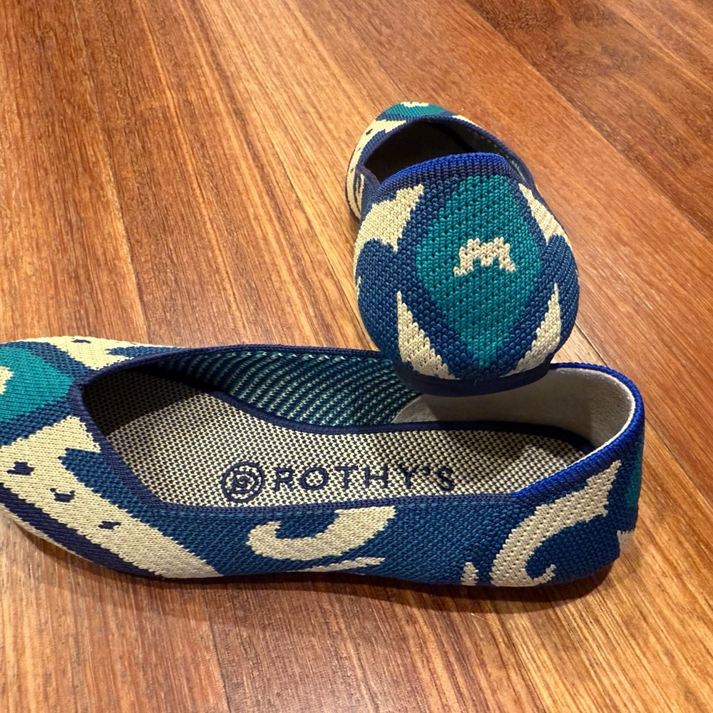 Rothy's Blue and Teal Patterned Flats